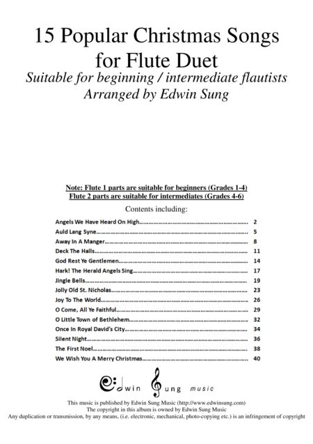 15 Popular Christmas Songs For Flute Duet (Suitable For Beginning / Intermediate Flautists)